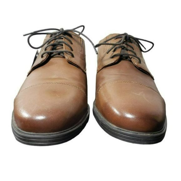 Clarks Mens Dark Tan Leather Whiddon Lace Up Cap Toe Oxford Dress Shoes Size 9 main image 6